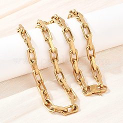 7.5mm 304ステンレススチールペーパークリップチェーンネックレス  イオンプレーティング（ip）  ゴールドカラー  27.83インチ（70.7cm）&nbsp;NJEW-Z105-01G
