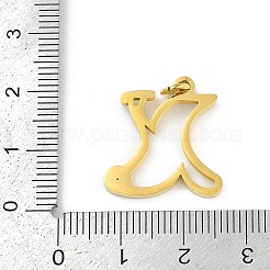 304ステンレスペンダント  キュービックジルコニア付き  丸カン付き文字チャーム  18KGP本金メッキ  文字x  20x19x2.2mm  穴：3mm&nbsp;STAS-R137-01G-X