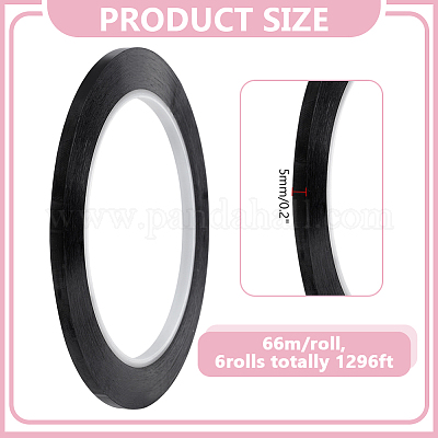 66mペット粘着テープ  ブラック  5mm&nbsp;AJEW-WH0481-171B-1