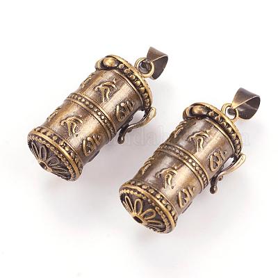Brass Prayer Box Pendants&nbsp;KK-K176-16AB-1