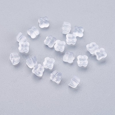 シリコン製ピアスキャッチ  ピアスバックキャッチ  透明  5x5x3.5mm  穴：0.6mm  約500個/袋&nbsp;KY-P012-01-1