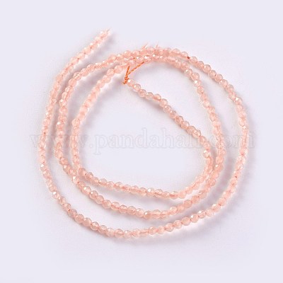 ガラスビーズ連売り  多面カット  ラウンド  ライトサーモン  2x2mm  穴：0.4mm  約183~187個/連  13.38