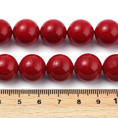 シェルパールビーズ連売り  洗練された  ラウンド  染め  暗赤色  14~14.5mm  穴：0.8mm  約28個/連  15.59''（39.6センチメートル）&nbsp;BSHE-XCP0001-45-1