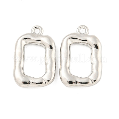 合金ペンダント  長方形のチャーム  プラチナ  22x14x3mm  穴：1.6mm&nbsp;FIND-A039-12P-1