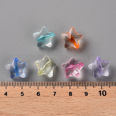 透明なアクリルビーズ  スター  ミックスカラー  13x14x7.5mm  穴：1.5mm  約880個/500g&nbsp;TACR-S154-22A-1