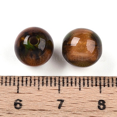 樹脂ビーズ  ラウンド  ツートン  オリーブドラブ  10mm  穴：2mm&nbsp;RESI-YW0004-28B-11-1