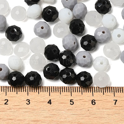 ガラスビーズ  多面カット  ロンデル  ブラック  8x6mm  穴：1mm  約1210個/500g&nbsp;EGLA-A034-LM8mm-48-1