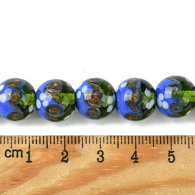 Handmade Gold Sand Lampwork Beads Strands&nbsp;LAMP-A003-03A-1