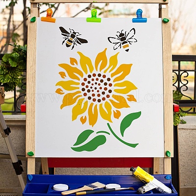 4Pcs 4 Styles Bees Theme PET Plastic Hollow Out Drawing Painting Stencils Templates Sets&nbsp;DIY-WH0299-001-1