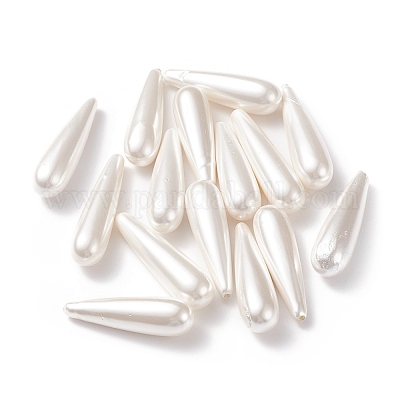 シェルパール片穴ビーズ  ティアドロップ  ホワイト  30~31x8mm  穴：0.5~1mm&nbsp;BSHE-G011-03C-1