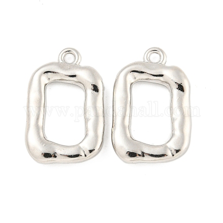 合金ペンダント  長方形のチャーム  プラチナ  22x14x3mm  穴：1.6mm&nbsp;FIND-A039-12P-1