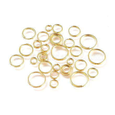 アイアンスプリットリング ダブルループ丸カン ゴールドカラー 4~10x1.4mm 内径:3.3~8.6mm 約5316個/500g IFIN-JQ0001-03G-1