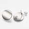 Non-Tarnish 304 Stainless Steel Stud Earring Findings, with Loop, Curved, Flat Round, Stainless Steel Color, 20mm, Hole: 3mm, Pin: 0.8mm