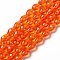 Glass Beads Strands, Faceted, Teardrop, Orange Red, 11x8mm, Hole: 1mm, about 57~59pcs/strand, 26.38~26.77 inch