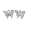 Alloy Rhinestone Pendants, Butterfly Charm, Platinum, Crystal, 15x17x2mm, Hole: 2mm