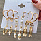 Alloy & Plastic Pearl Earring Sets, Golden, 7~35mm, 6pairs/set