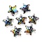 UV Plating Rainbow Iridescent Transparent Acrylic Beads, Two Tone, Star, Black, 15.5~16x16.5x9.5mm, Hole: 2.6mm