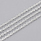 Brass Cable Chains, Textured, Unwelded, Cadmium Free & Nickel Free & Lead Free, with Spool, Oval, Silver Color Plated, 2x1.5x0.5mm, about 328.08 Feet(100m)/roll