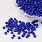 8/0 Opaque Colours Round Glass Seed Beads, Blue, 3mm, Hole:1mm, about 1101pcs/50g