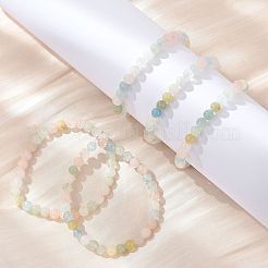 天然モルガナイトストレッチブレスレット  ラウンド  2-1/8インチ（5.5cm）&nbsp;BJEW-JB03738-04