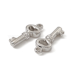 変色しない201ステンレススチールペンダント  ハートキーチャーム  ステンレス鋼色  20x8x3mm  穴：1.6mm&nbsp;STAS-J401-VC739