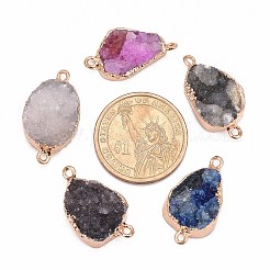 Golden Plated Dyed Natural Druzy Agate Links connectors with Iron Findings&nbsp;G-R275-276