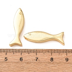 真鍮チャーム  魚のチャーム  ラックめっき  長持ちメッキ  鉛フリー＆カドミウムフリー  18KGP本金メッキ  27x9x4mm  穴：1.8mm&nbsp;KK-CBA2F11-12D-G