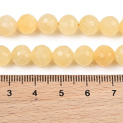 天然石イエロージェイド翡翠ビーズ連売り  ファセット（128ファセット）ラウンド  8mm  穴：1.3mm  約46個/連  14.37''（36.5センチメートル）&nbsp;GG-NH0014-C02-8mm