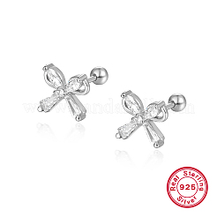 S925 Sterling Silver Clear Cubic Zirconia Butterfly Stud Earrings&nbsp;IY5354-2