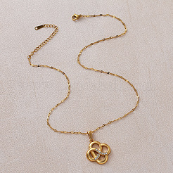 Vintage 304 Stainless Steel Crystal Rhinestone Chinese Knot Pendant Necklaces for Women&nbsp;FG6266