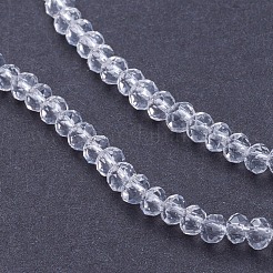 透明ガラスビーズ連売り  多面カット  ロンデル  透明  2.9~3.3x2mm  穴：0.8mm  約135~140個/連  11.81~13.38インチ（30~34cm）&nbsp;GLAA-F076-B03
