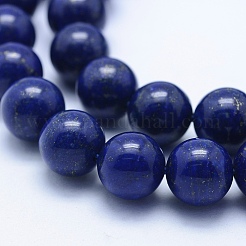 天然石ラピスラズリビーズ連売り  グレードA  ラウンド  10mm  穴：1mm  約39個/連  15.7インチ（40cm）&nbsp;G-P342-01-10mm-A