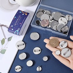 40Pcs 4 Size 304 Stainless Steel Brooch Cabochon Settings&nbsp;STAS-SC0007-63