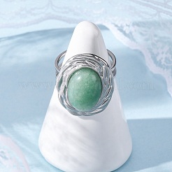 Oval Natural & Synthetic Gemstone Finger Rings&nbsp;RJEW-M063-01P