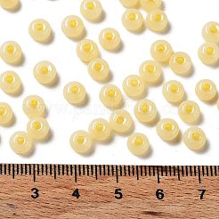 模造翡翠 3/0個 ガラスシードビーズ  光沢  染め  ラウンド  きいろ  5.5x3.5mm  穴：1.5mm&nbsp;SEED-Z001-A-A13