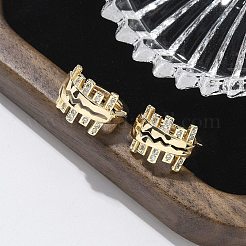 Brass Clear Cubic Zirconia Hoop Earrings&nbsp;EJEW-Q014-16G