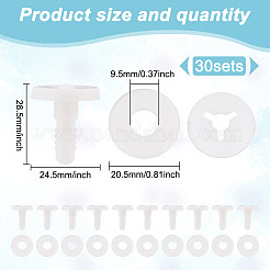 プラスチック人形ジョイント30セット  DIY人形工芸用の人形アクセサリー  ホワイト  28.5x24.5mm&nbsp;DOLL-GO0001-06A