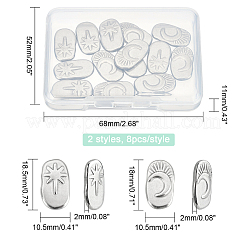 16Pcs 2 Style Oval with Moon & Star 304 Stainless Steel Cabochons&nbsp;STAS-DC0002-66
