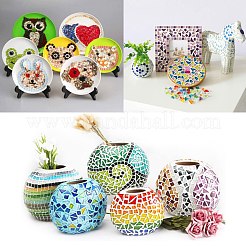 ガラスカボション  モザイクタイル  グリッターパウダー付き  家の装飾やdiyの工芸品  正方形  ミックスカラー  10x10x4.5mm  約220個/箱&nbsp;GLAA-WH0015-44E