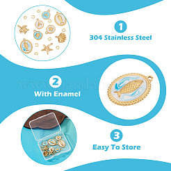 9Pcs 9 Styles 304 Stainless Steel Enamel Pendants&nbsp;STAS-TA0006-22