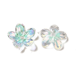 透明なアクリルビーズキャップ  5  - 花びらの花  クリアAB  11.5x12x3.5mm  穴：1.5mm&nbsp;X-OACR-H016-02