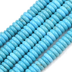 天然マグネサイトビーズ連売り  染め＆加熱  ロンデル  スムーズ  ディープスカイブルー  6x3mm  穴：0.9mm  約167個/連  15.67''（39.8センチメートル）&nbsp;G-Z143-H01-03C