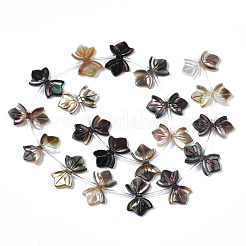 天然ブラックリップシェルビーズ連売り  蝶結び  10x16~17x2mm  穴：0.5mm  約20個/連  11.73インチ（29.8cm）&nbsp;SSHEL-S278-123A