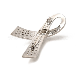 Silk Ribbon Brass Micro Pave Clear Cubic Zirconia Brooches&nbsp;KK-M312-23P