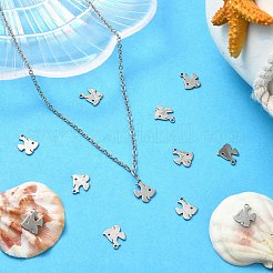 304ステンレススチールチャーム  魚  ステンレス鋼色  11.5x10x1mm  穴：1mm&nbsp;STAS-CJC0008-22P