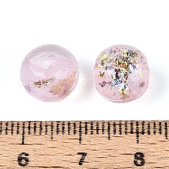 手作り箔ランプワークビーズ  ラウンド  ラベンダー  10mm  穴：1.2~4mm&nbsp;LAMP-T021-31G
