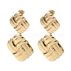 304 Stainless Steel Woven Rhombus Dangle Stud Earrings&nbsp;EJEW-K268-64G