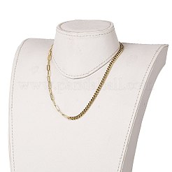 チェーンネックレス  真鍮製エナメルカーブチェーンとペーパークリップチェーン付き  304ステンレススチールトグル留め具  18KGP本金メッキ  ミックスカラー  17-3/8インチ（44cm）&nbsp;NJEW-JN03229