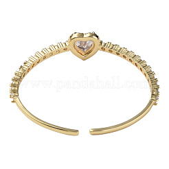 Cubic Zirconia Heart Open Cuff Bangle&nbsp;BJEW-N012-031D