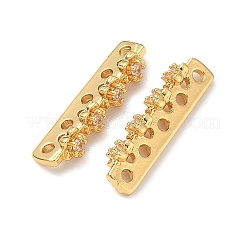 真鍮マイクロパヴェクリアキュービックジルコニアスペーサーバー  18KGP本金メッキ  花  19.5x5x3.5mm  穴：1.2mm&nbsp;KK-Z139-11G-02